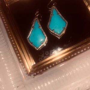 Kendra Scott " Alexandra" Turquoise Statement Earrings W/ Gold Trim